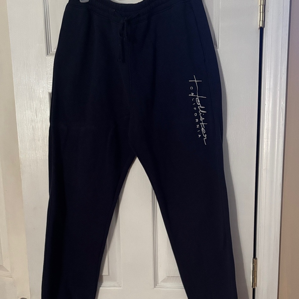 Hollister Navy Joggers with Logo